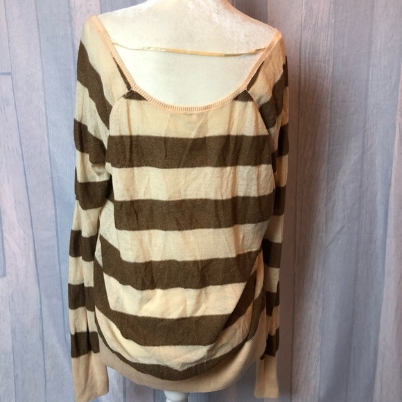 Free People Top Long Sleeve V-Neck Striped - Picture 3 of 5